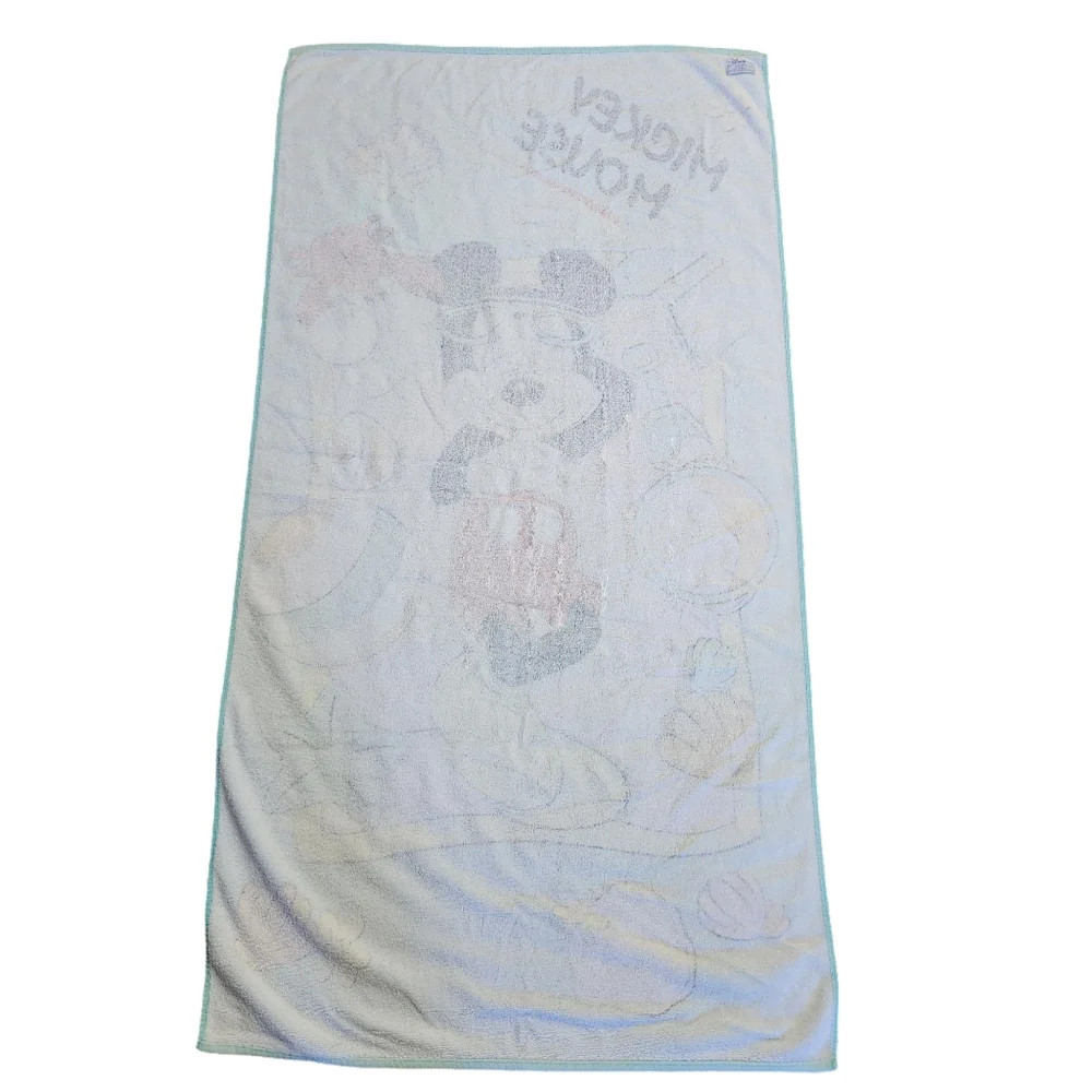 Vintage Disney Mickey Mouse Beach Towel Summer Pool Shells Cotton
